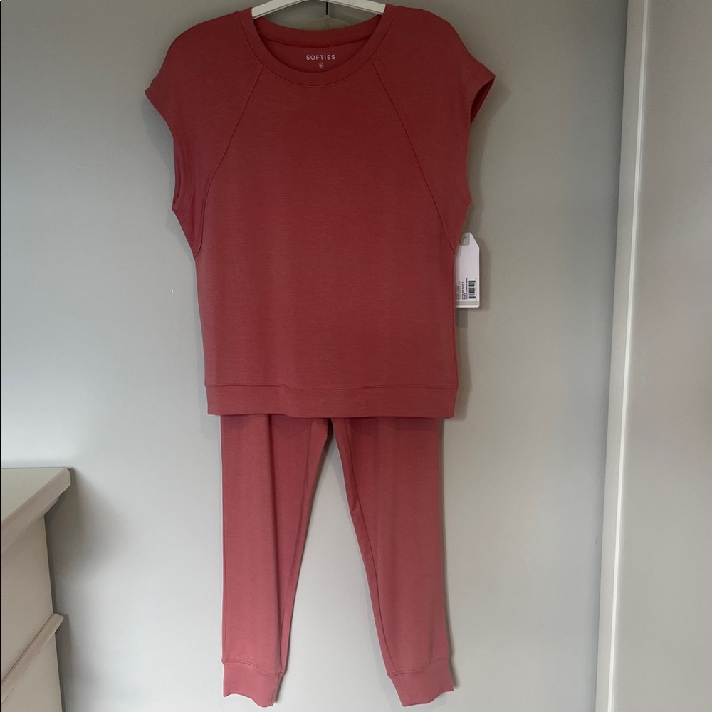 Softies Women's PureDream Jogger Two Piece Set in Copper Rose Medium NWT